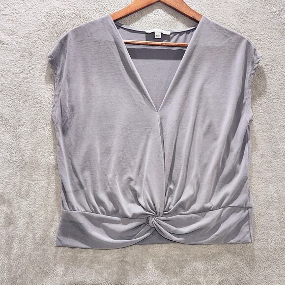 Green Envelope Womens Gray Knotted Crop Top Size Small Festival Summer Beach - Picture 1 of 10